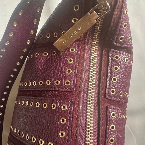 Michael Kors Red Studded Hobo Bag - Picture 3 of 7